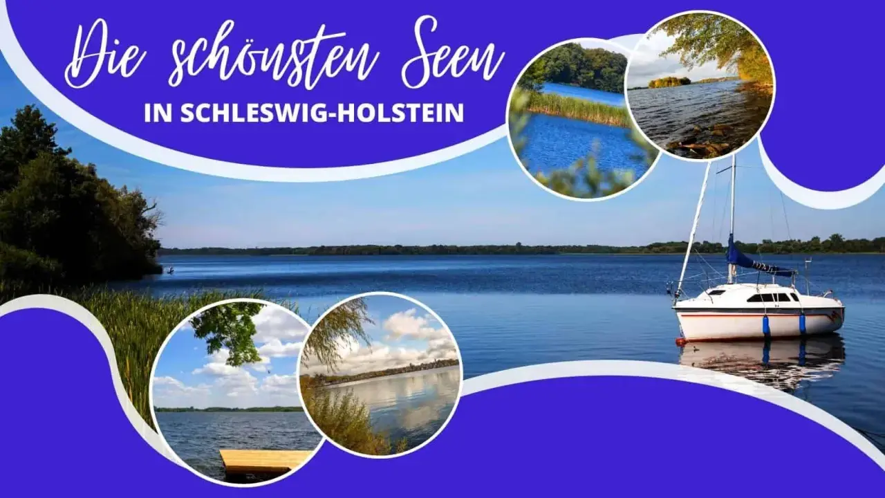 Die schönsten Seen in Schleswig-Holstein: Ein Segelboot auf ruhigem Wasser, umgeben von idyllischen Ufern und blauen Seen.