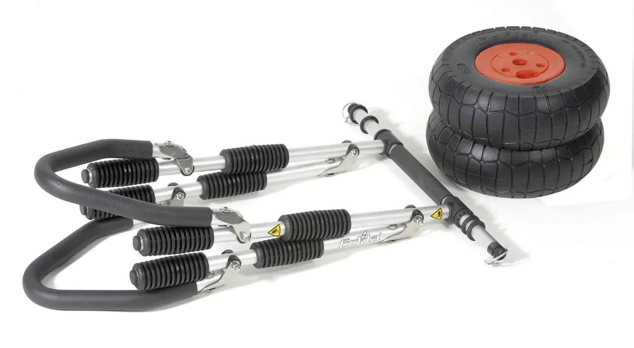 Eckla sup transportwagen für 2 boards, mit zwei Rädern und Griff.