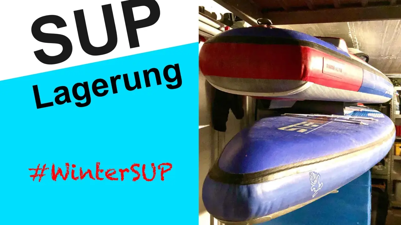 SUP Lagerung: Zwei aufblasbare SUP-Boards, bereit für die Winterlagerung. #WinterSUP