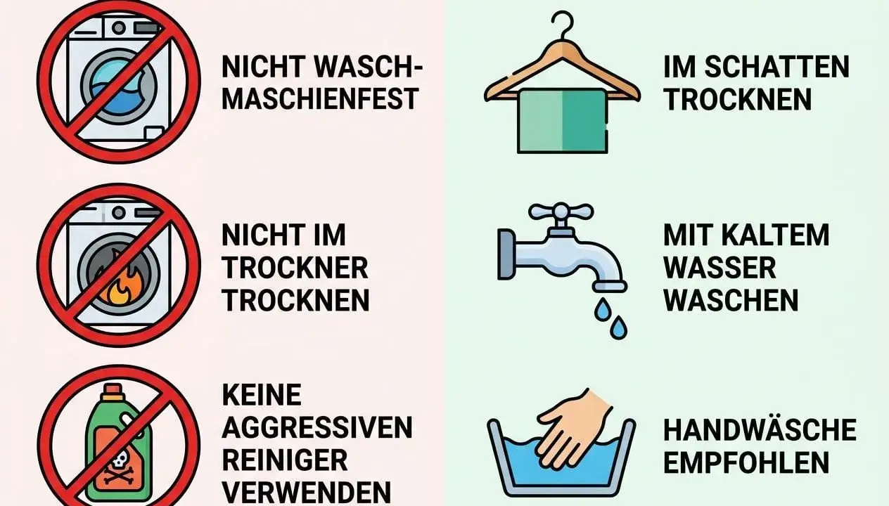Neoprenanzug waschen: Handwäsche mit kaltem Wasser empfohlen. Nicht in der Maschine oder im Trockner waschen. Nicht aggressiven Reiniger verwenden. Im Schatten trocknen.