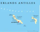 Karte der ABC Inseln Karibik: Aruba, Bonaire, Curaçao und weitere niederländische Antilleninseln.
