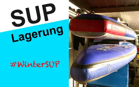 SUP Lagerung: Zwei aufblasbare SUP-Boards, bereit für die Winterlagerung. #WinterSUP