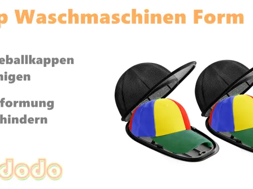 Zwei bunte Baseballkappen in Waschmaschinen-Form-Halterungen. Perfekt zum Cap waschen und Verformung verhindern.