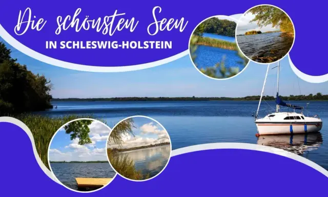 Die schönsten Seen in Schleswig-Holstein: Ein Segelboot auf ruhigem Wasser, umgeben von idyllischen Ufern und blauen Seen.