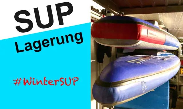 SUP Lagerung: Zwei aufblasbare SUP-Boards, bereit für die Winterlagerung. #WinterSUP